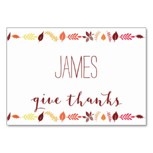 Erntedank Platzkarten Herbstlaub Tischnummer