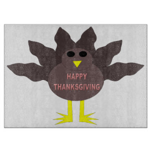 Erntedank Plucked Turkey Glass Cutting Board Schneidebrett