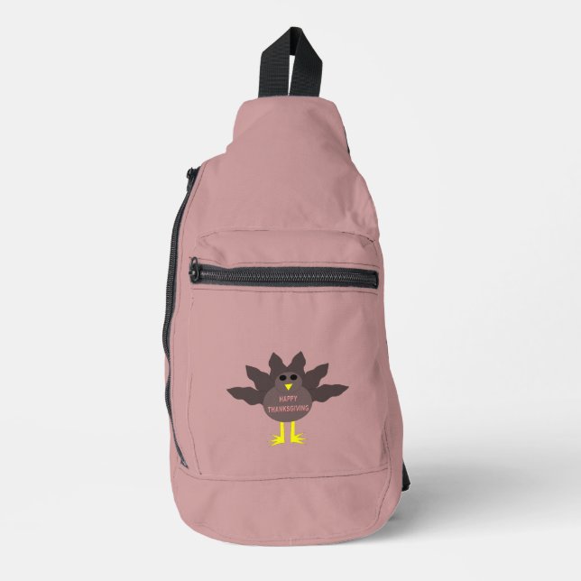 Erntedank Pluckte Türkei Gemustert Crossbody Bag (Vorderseite)