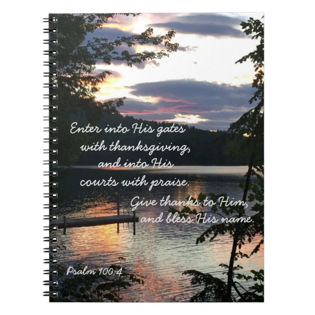 Erntedank Psalm 100:4 Squam Lake Sunrise Foto Notizblock (Vorderseite)