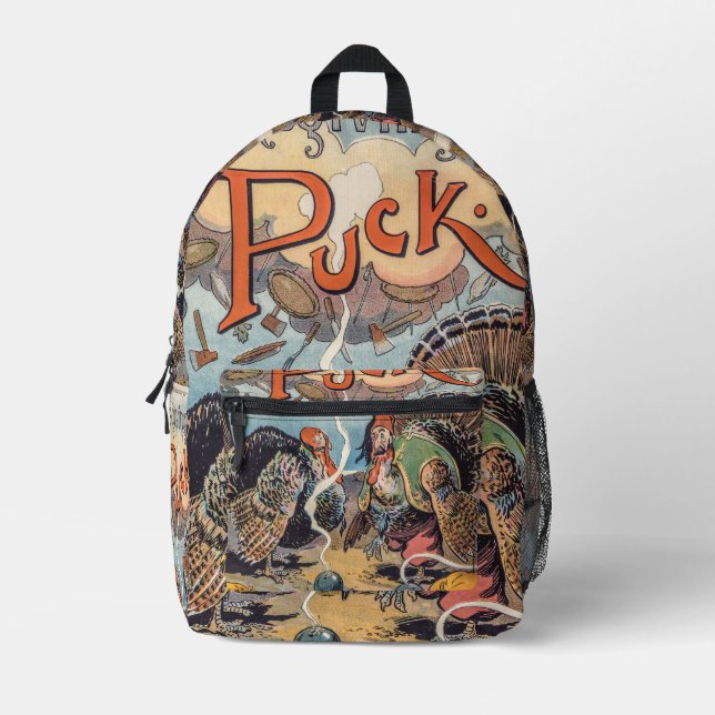 Erntedank Puck Vintag Illustration Bedruckter Rucksack (Vorderseite)