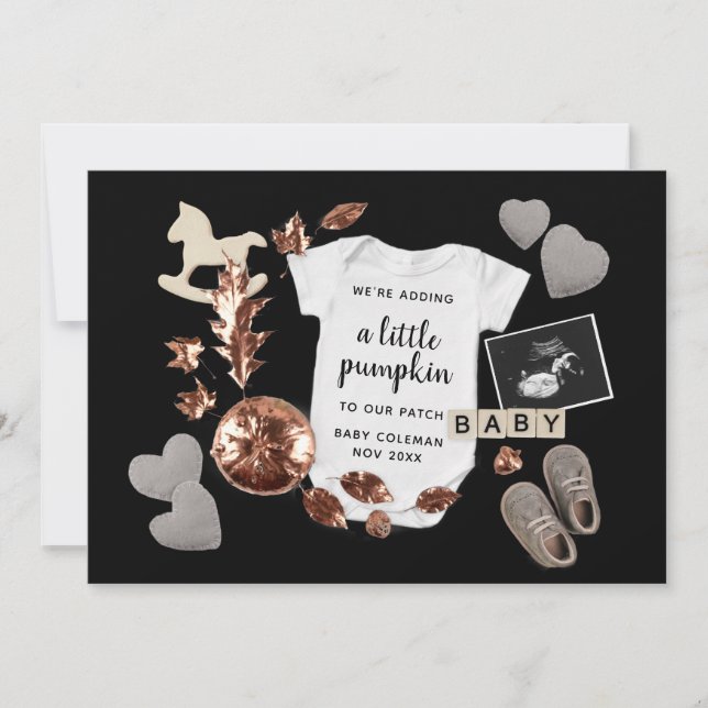 Erntedank Pumpkin Baby Reveal Ankündigung (Vorderseite)