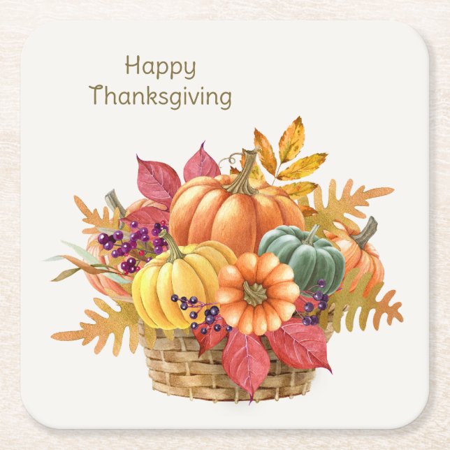 Erntedank Pumpkin Basket Paper Untersetzer (Vorderseite)