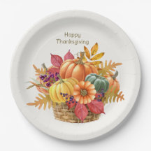 Erntedank Pumpkin Basket Papierplatte