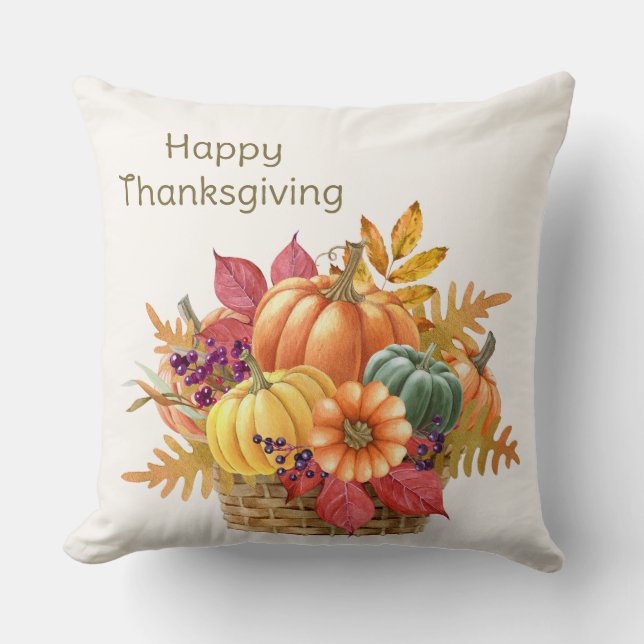 Erntedank Pumpkin Basket Throw Kissen (Vorderseite)