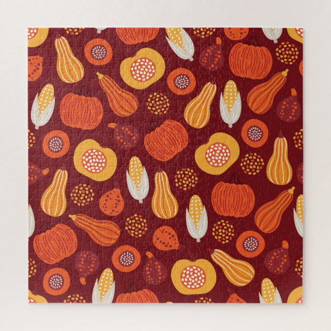 Erntedank Pumpkin Brown Nahtlose Muster. (Vertikal)