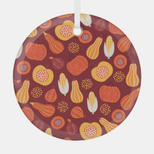 Erntedank Pumpkin Brown Nahtlose Muster. Ornament Aus Glas