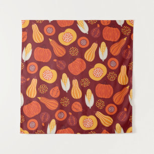 Erntedank Pumpkin Brown Nahtlose Muster. Wandteppich