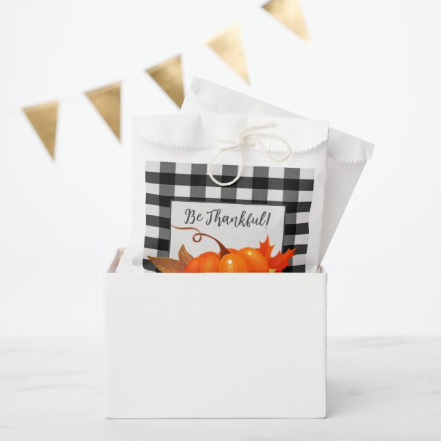 Erntedank Pumpkin Buffalo Kariert Gefallen Tasche Geschenktütchen (Party)