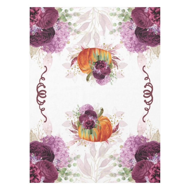 Erntedank Pumpkin Burgundy Blume Tischdecke (Vorderseite)