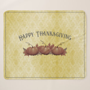 Erntedank Pumpkin Damask   Gelb Sherpadecke