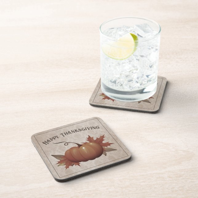 Erntedank Pumpkin Damask Getränkeuntersetzer (Rechte Seite)