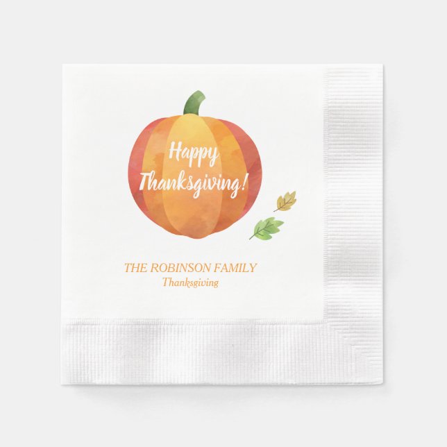 Erntedank Pumpkin Dinner Party Custom Serviette (Vorderseite)