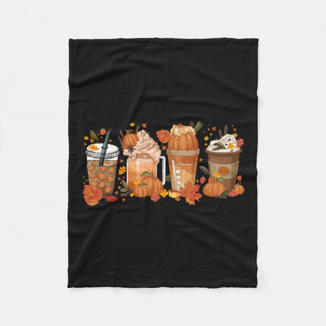 Erntedank Pumpkin Gewürzkaffee Herbstsaison Fleecedecke (Vorderseite)