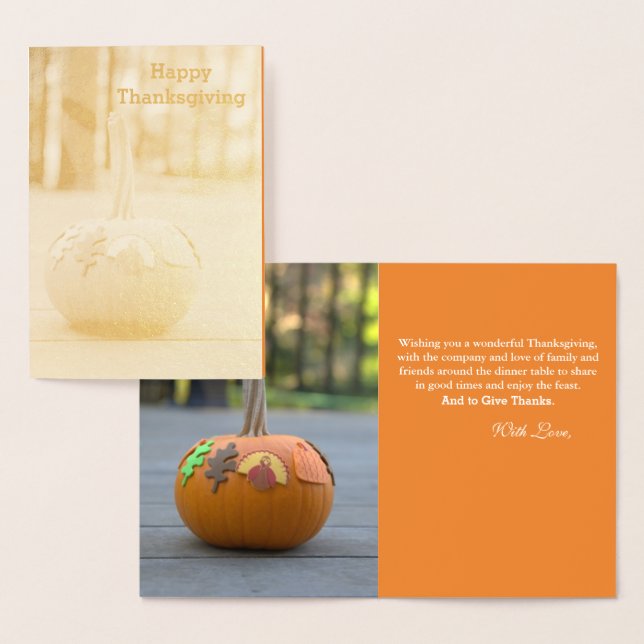 Erntedank Pumpkin Gold Foil Grußkarte Folienkarte (Anzeige)