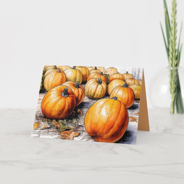 Erntedank Pumpkin-Grußkarte Dankeskarte (Vorderseite)
