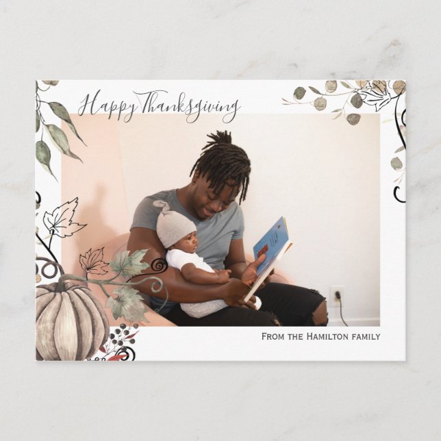 Erntedank Pumpkin Harvest Foto Personalisiert Postkarte (Vorderseite)