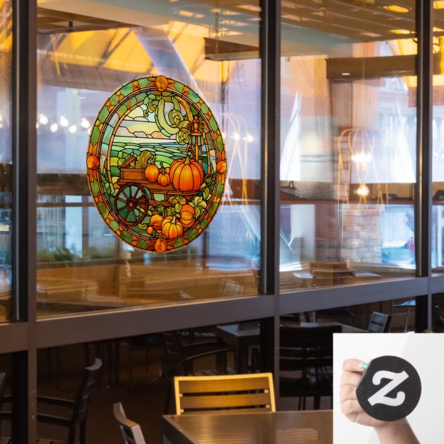 Erntedank Pumpkin Harvest Imitate Hartglas Fensteraufkleber (Restaurantfenster)