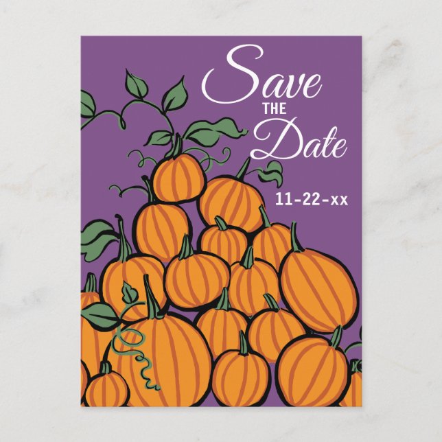 Erntedank Pumpkin Harvest Save the Date Einladungspostkarte (Vorderseite)