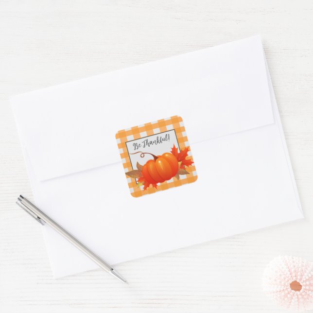 Erntedank Pumpkin Orange Buffalo Kariert Sticker (Umschlag)