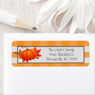 Erntedank Pumpkin Orange Buffalo Kariertes Etikett