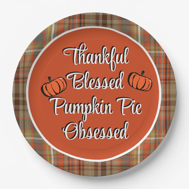 Erntedank Pumpkin Pie Dessert Pappteller (Vorderseite)