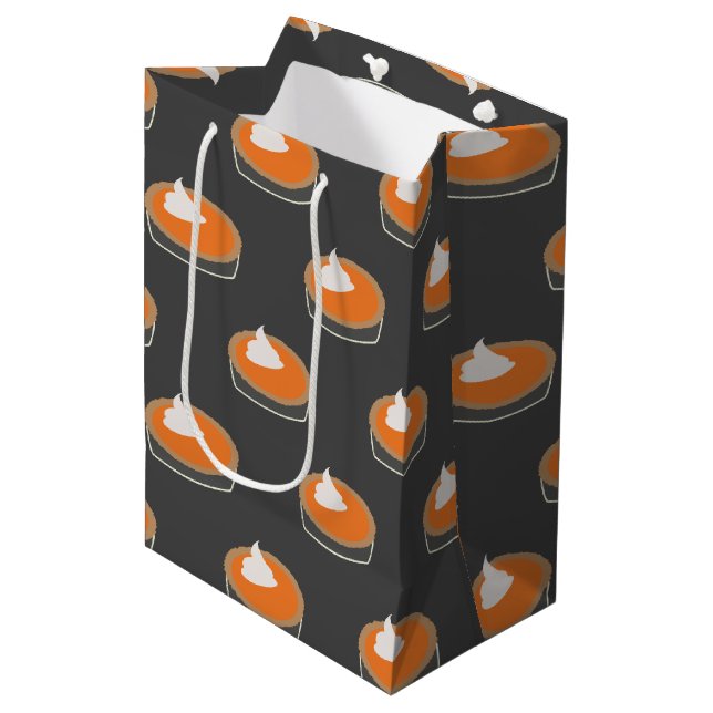 Erntedank Pumpkin Pie Theme Pattern Mittlere Geschenktüte (Vorderseite Schrägansicht)