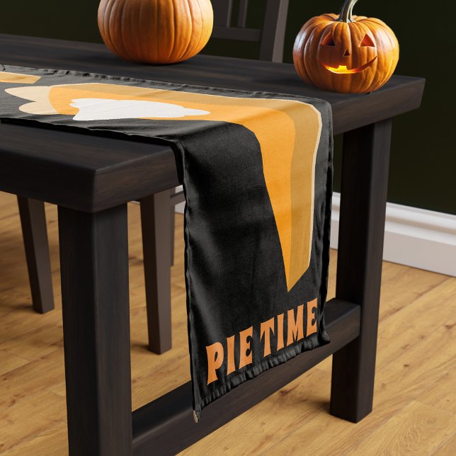 Erntedank Pumpkin Pie Time Table Runner Kurzer Tischläufer (It's pumpkin pie time! A fun Thanksgiving table runner just for you)