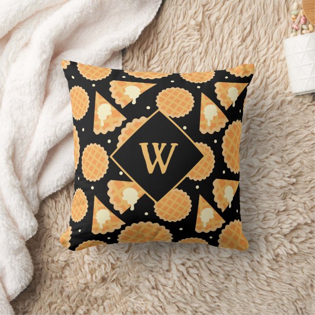 Erntedank Pumpkin Pieb Gemustert Monogramm Fall Kissen (Decke)