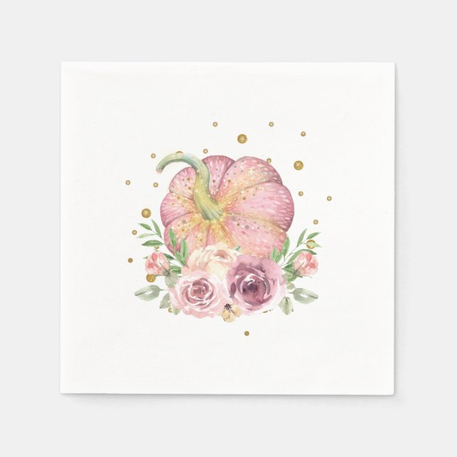 Erntedank Pumpkin Pink Gold Serviette (Vorderseite)
