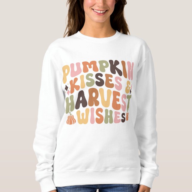 Erntedank Pumpkin Retro Groovy Sweatshirt (Vorderseite)
