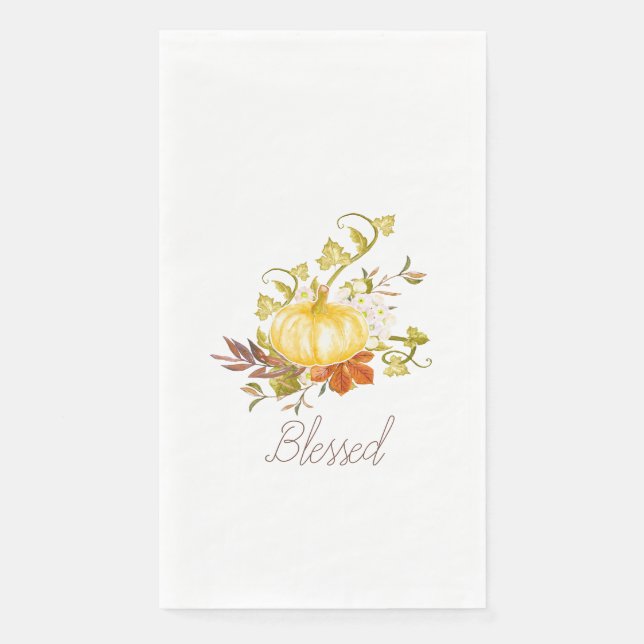 Erntedank Pumpkin Selige Typografie Serviette (Vorderseite)