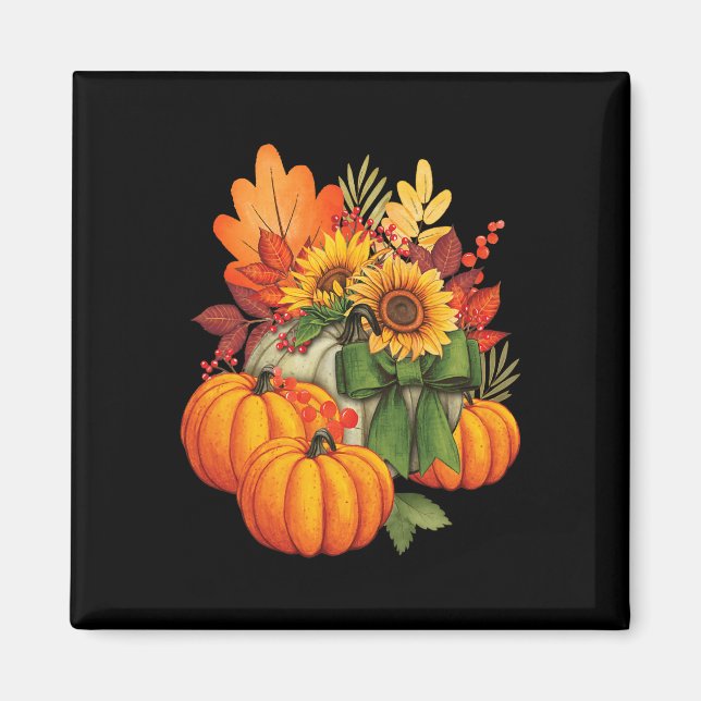 Erntedank Pumpkin Sonnenblume Herbst Herbsturlaub Magnet (Vorne)