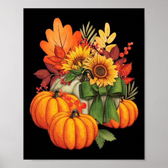 Erntedank Pumpkin Sonnenblume Herbst Herbsturlaub Poster (Vorne)