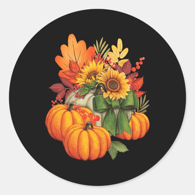 Erntedank Pumpkin Sonnenblume Herbst Herbsturlaub Runder Aufkleber (Vorderseite)