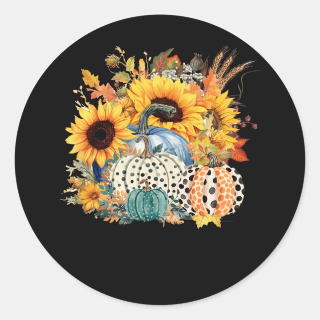 Erntedank Pumpkin Sonnenblume Herbst Herbsturlaub Runder Aufkleber (Vorderseite)