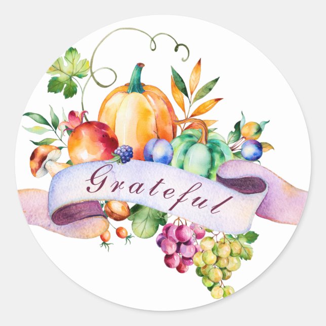 Erntedank Pumpkin und Fruchtaufkleber Runder Aufkleber (Vorderseite)