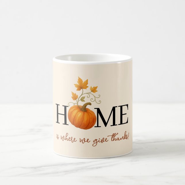 Erntedank Pumpkin Zuhause ist der Ort, an dem wir  Kaffeetasse (Mittel)