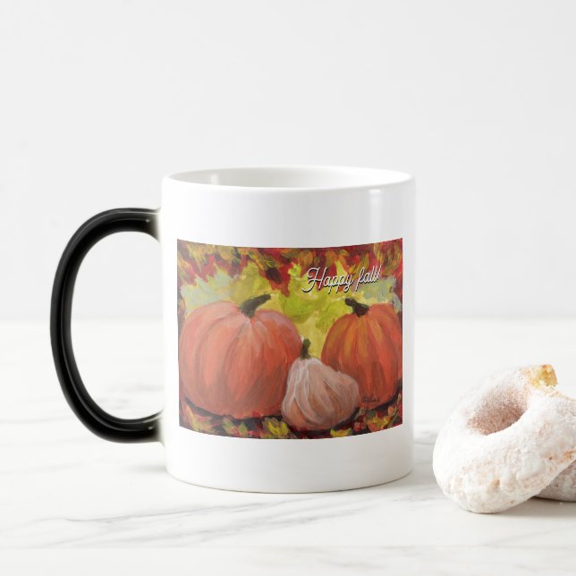 Erntedank Pumpkins #1 HerbstausscheideThanksg Verwandlungstasse (Mit Donut)