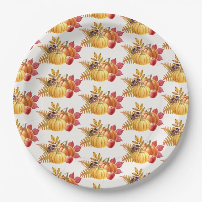 Erntedank Pumpkins Papierplatte Pappteller (Vorderseite)