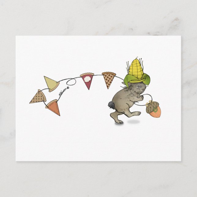 Erntedank Rabbit Postcard Postkarte (Vorderseite)