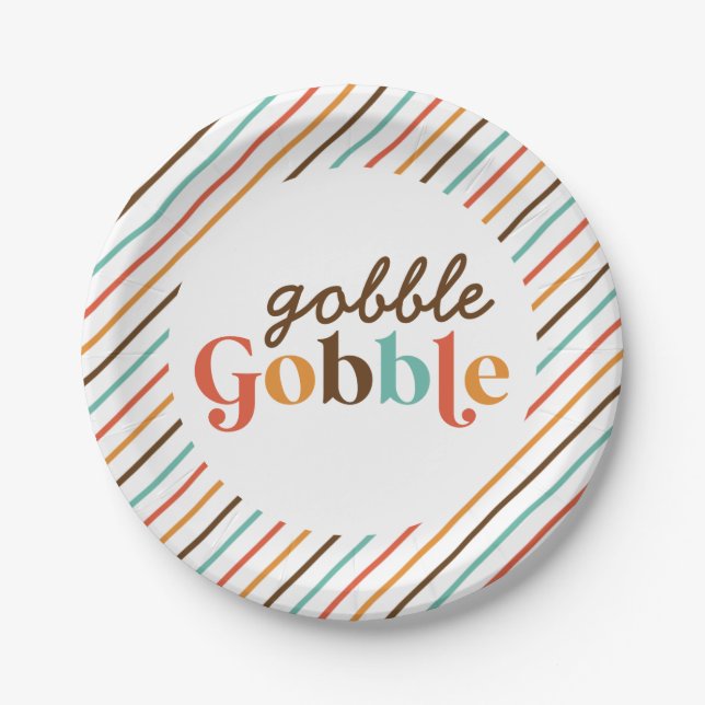 Erntedank Retro Gobble Gobble Gobble Paper Teller (Vorderseite)