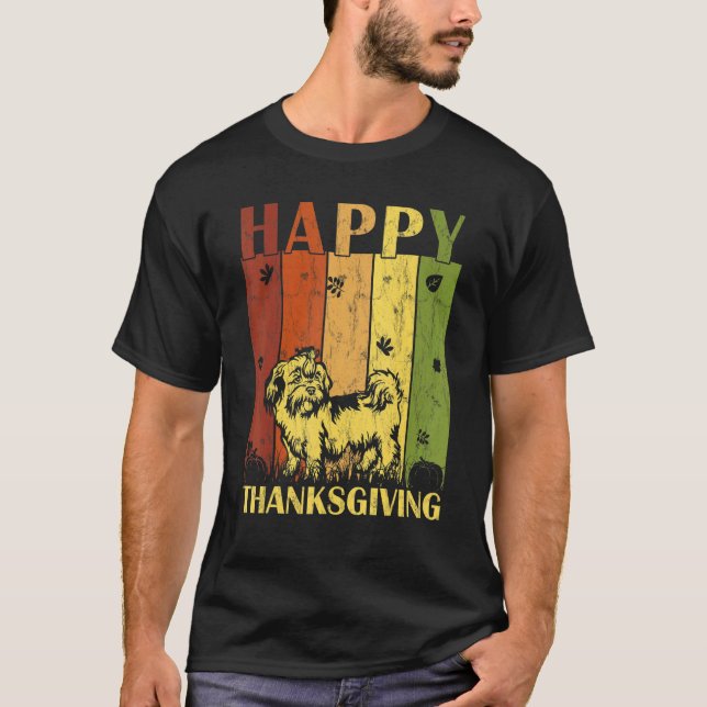 Erntedank Retro Shih Tzu Dog Erntedank Teil T-Shirt (Vorderseite)