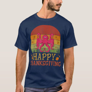 Erntedank Retro Style Octopus Lovers Thanksgivi T-Shirt