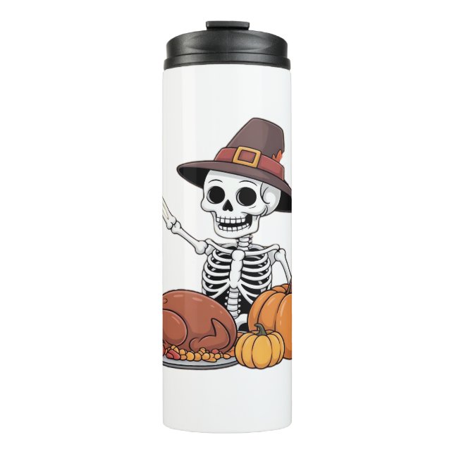 Erntedank Röntgen Skeleton Funny Rock Hand Fall L Thermosbecher (Vorderseite)