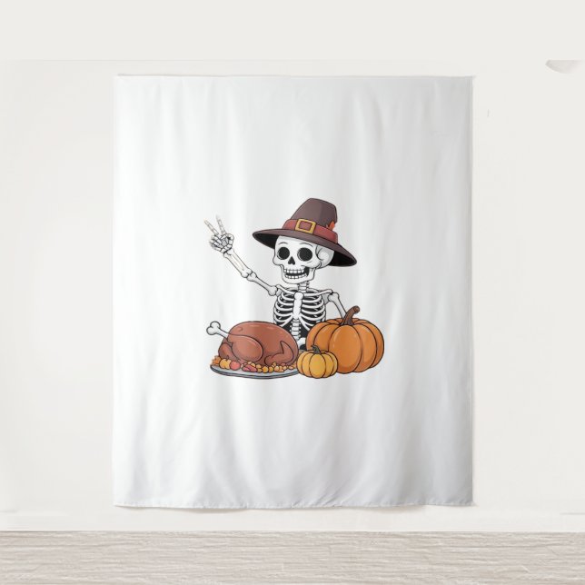 Erntedank Röntgen Skeleton Funny Rock Hand Fall L Wandteppich (Vorderseite)