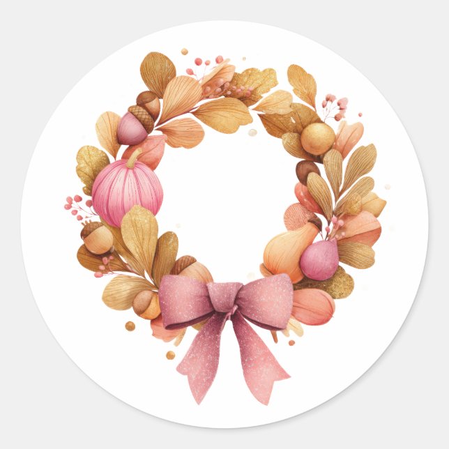 Erntedank-Rundaufkleber mit Herbstkranz Runder Aufkleber (Vorderseite)