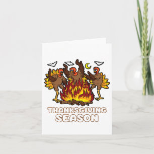 Erntedank Saison Funny Turkey Tanz Herbst Autu Karte