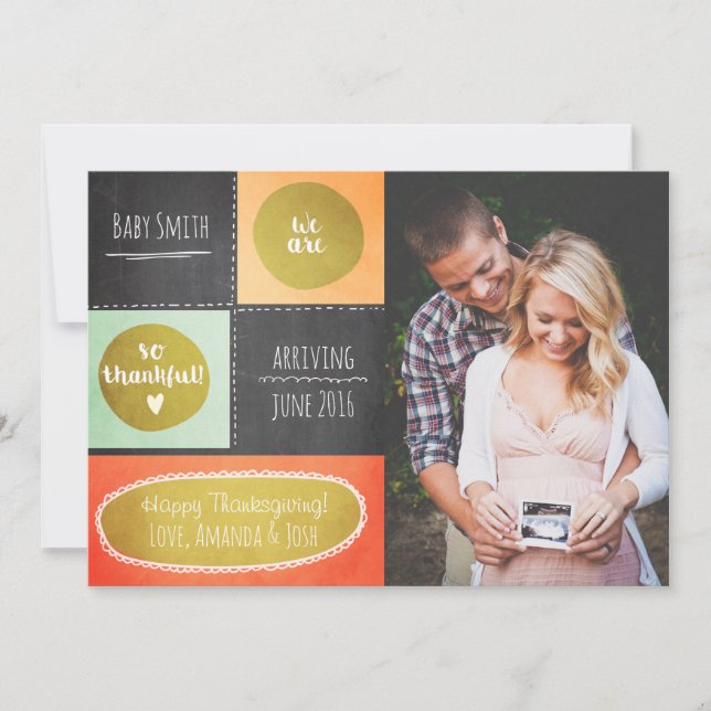 Erntedank Schwangerschaftsankündigung Fall Chalk Ankündigung (Vorderseite)