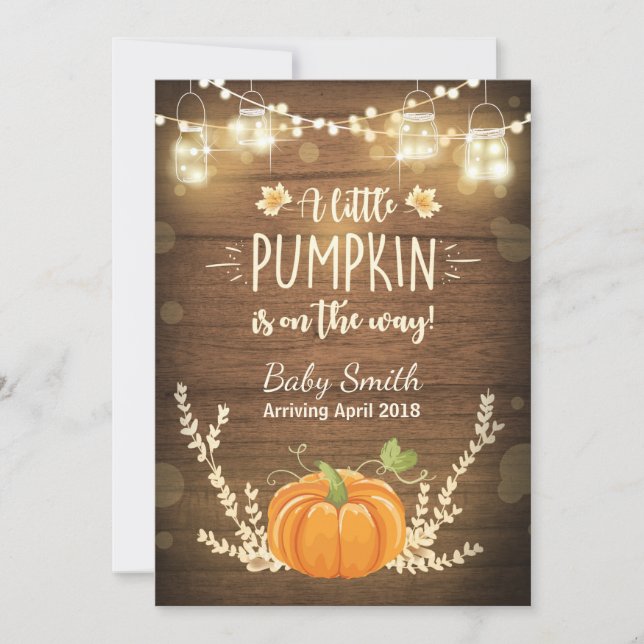 Erntedank Schwangerschaftsankündigung Little Pumpk Ankündigung (Vorderseite)